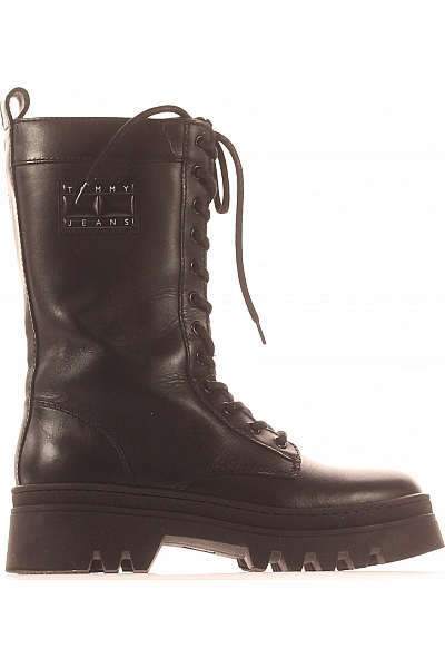 TOMMY HILFIGER Dámské Workery Kožené Černé Second Hand Vel.  39