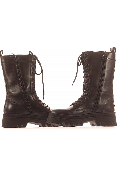 TOMMY HILFIGER Dámské Workery Kožené Černé Second hand Vel.  39