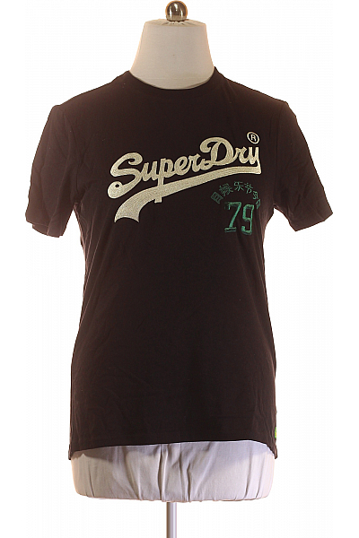 SUPERDRY Pánské Tričko S Potiskem Černé Second Hand Vel. L