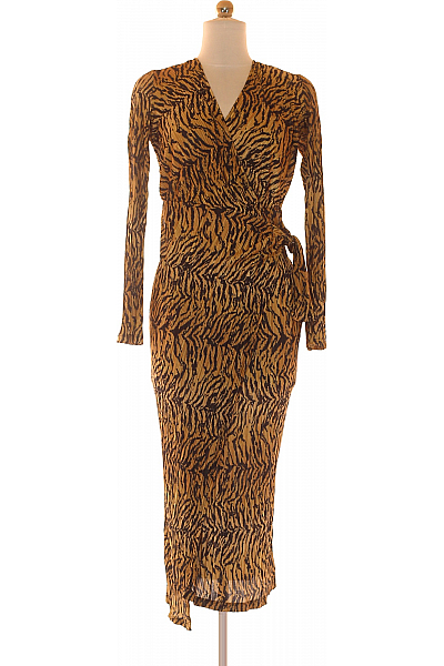  Šaty S Rozparkem Hnědé Vel. 34