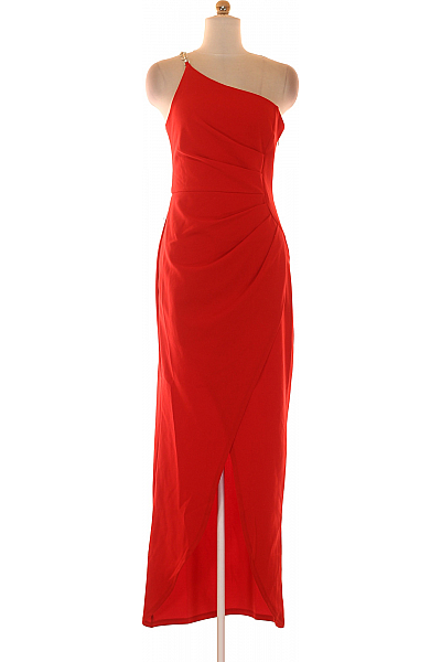  Šaty S Rozparkem Červené Lipsy Vel.  38