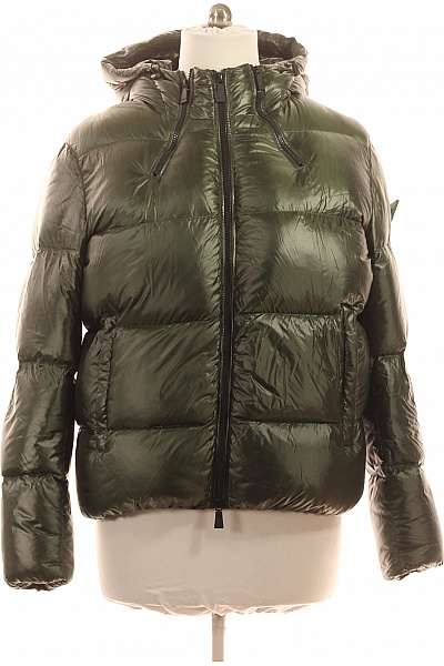 add Zelená lesklá prošívaná péřová bunda s kapucí moderní Vel. DE 52 | add | obrázek 2