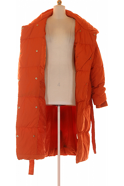 THREADBARE Dámská Zimní Dlouhá Bunda Oranžová Vel.  44