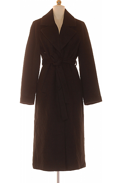 Dámský Dlouhý Kabát Černý Second Hand Vel. 40