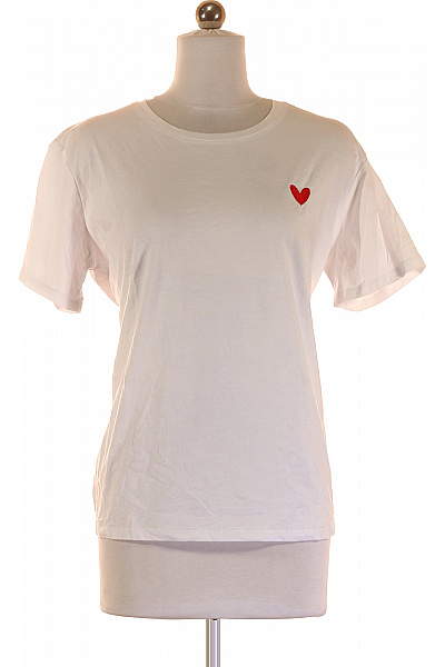 Dámské Tričko s Potiskem Bílé Second hand Vel. L