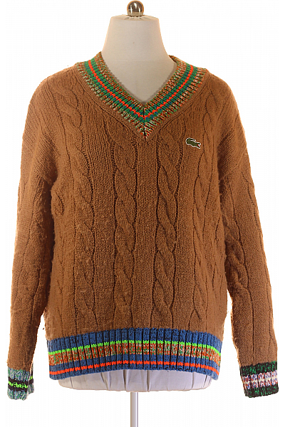 Dámský Svetr Vlněný Hnědý LACOSTE Vel. XXL