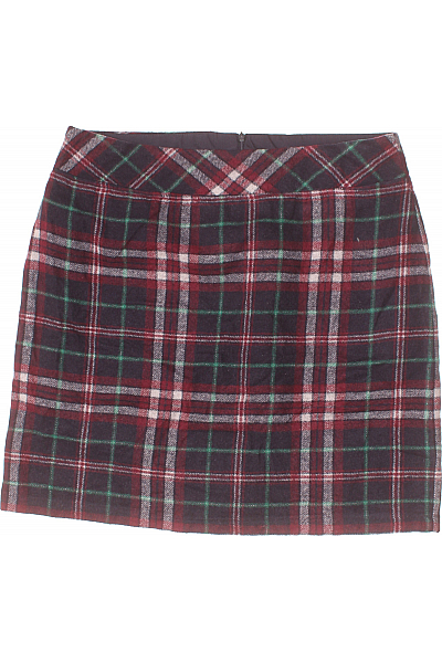 Kostkovaná  Sukně Vlněná Barevná Vel. 42