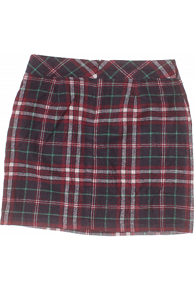 Kostkovaná  Sukně Vlněná Barevná Vel. 42