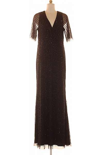  Šaty S Ozdobami Černé LACE &BEADS Second Hand Vel. L