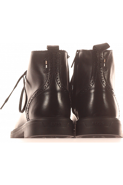 Pánské Kotníkové Boty Kožené Černé Hugo Boss Vel. 39