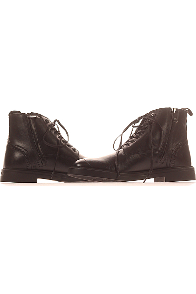 Pánské Kotníkové Boty Kožené Černé Hugo Boss Vel. 39