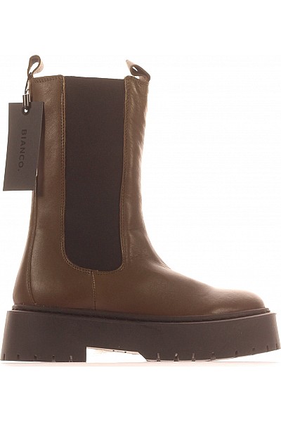 BIANCO Dámské Kotníkové Boty Kožené Khaki Vel.  36