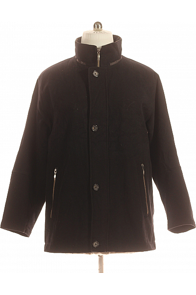 Pánský Kabát Vlněný Černý Bugatti Vel. 25