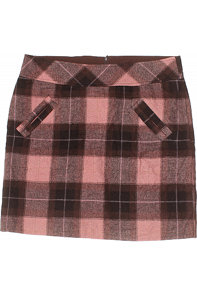 Kostkovaná  Sukně Vlněná Barevná Second Hand Vel. 44