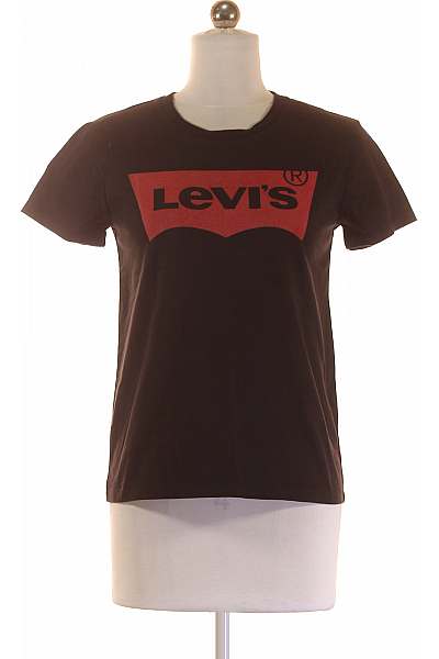 Dámské Tričko S Potiskem Černé LEVIS Second Hand Vel. S Dámské Tričko S Potiskem Černé LEVIS Second Hand Vel. S