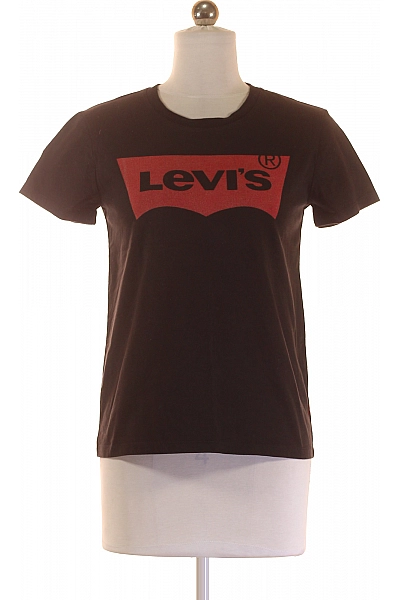 Dámské Tričko S Potiskem Černé LEVIS Second Hand Vel. S