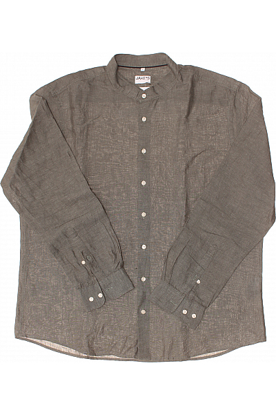 Jake*s Pánská Košile Jednobarevná Lněná Zelená Vel. XL