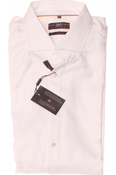 Jake*s Pánská Košile Jednobarevná Bílá Vel. 43/44