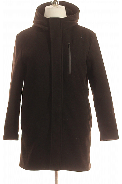 FSBN Pánský Dlouhý Kabát Černý Vel. M