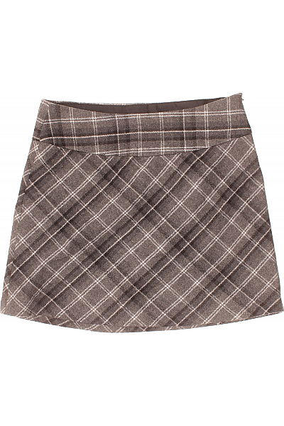 Kostkovaná  Sukně Vlněná Šedá Vel. 38