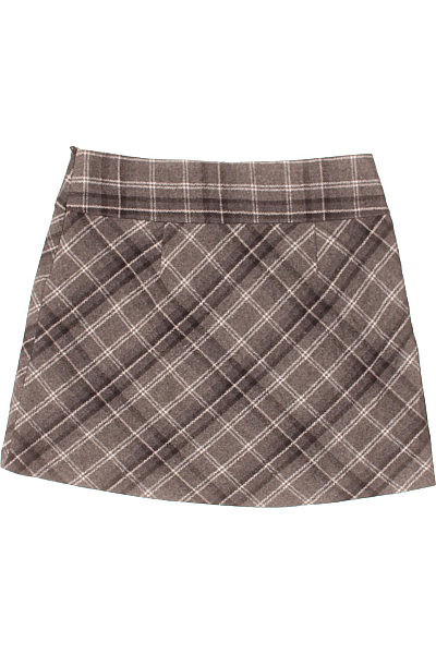 Kostkovaná  Sukně Vlněná Šedá Vel. 38