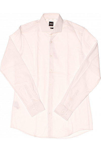 Pánská Košile Jednobarevná Bílá Hugo Boss Second hand Vel. 39