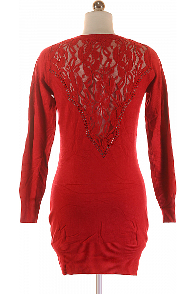  Šaty Pletené Červené Vel. L/XL