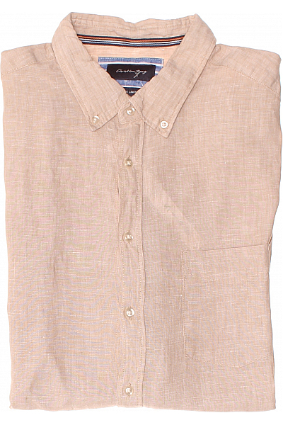 Christian Berg Pánská Košile Jednobarevná Lněná Béžová Vel. XL