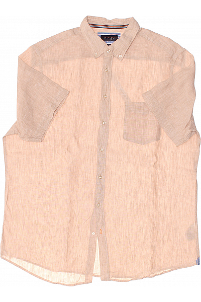 Christian Berg Pánská Košile Jednobarevná Lněná Béžová Vel. XL