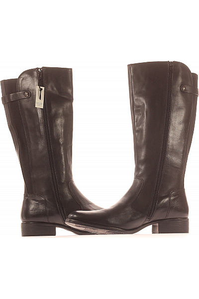 Dámské Kozačky Kožené Černé Vel.  44