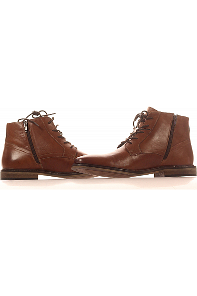 Pánské Kotníkové Boty Kožené Hnědé Vel. 42