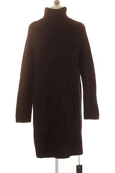 Šaty S Dlouhým Rukávem Pletené Vlněné Černé DRYKORN Šaty S Dlouhým Rukávem Pletené Vlněné Černé DRYKORN