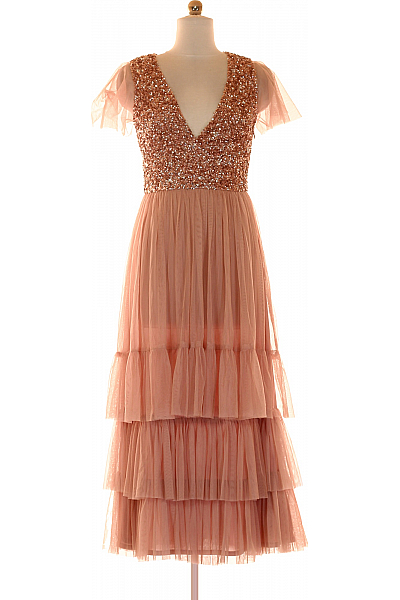 LACE &BEADS Večerní  Šaty Růžové Vel. XS