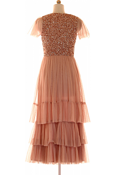 LACE &BEADS Večerní  Šaty Růžové Vel. XS