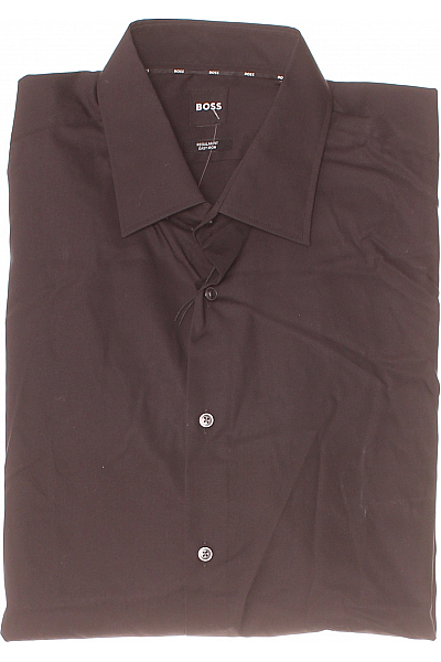 Pánská Košile Jednobarevná Černá Hugo Boss Second Hand Vel. 43 Pánská Košile Jednobarevná Černá Hugo Boss Second Hand Vel. 43