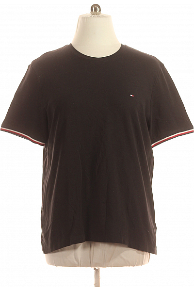 TOMMY HILFIGER Jednoduché Pánské Tričko Černé Vel. XXL TOMMY HILFIGER Jednoduché Pánské Tričko Černé Vel. XXL