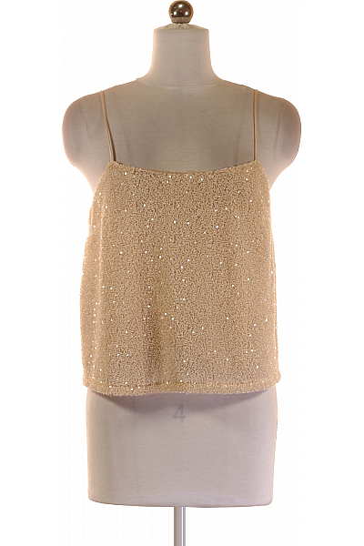 MANGO Společenská Halenka Polyesterová Zlatá MANGO Společenská Halenka Polyesterová Zlatá