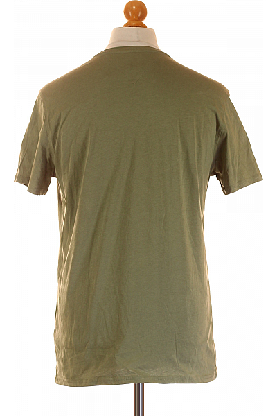 TOMMY HILFIGER Jednoduché Pánské Tričko Khaki Vel. L
