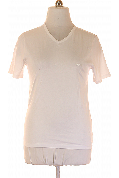 Jednoduché Pánské Tričko S Krátkým Rukávem Bavlněné Bílé Hugo Boss