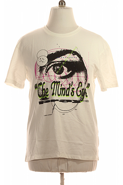 Pánské Tričko S Krátkým Rukávem A  Potiskem Bavlněné Bílé