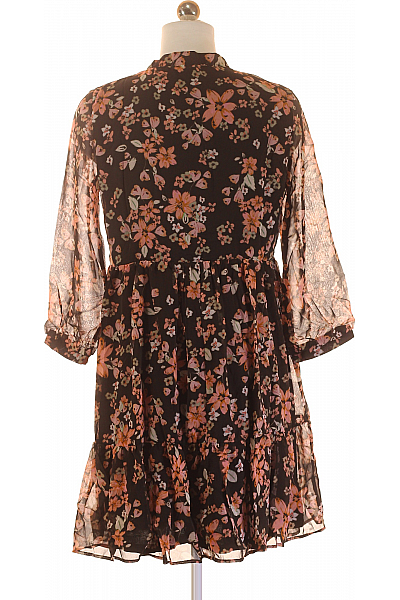 šaty s Krátkým Rukávem Z Chiffonu Polyesterové Barevné 