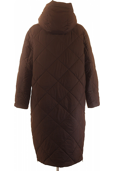 Dámská Zimní Dlouhá Bunda Hnědá Second hand Vel. 36