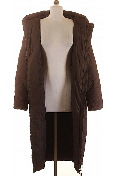 Dámská Zimní Dlouhá Bunda Hnědá Second hand Vel. 36