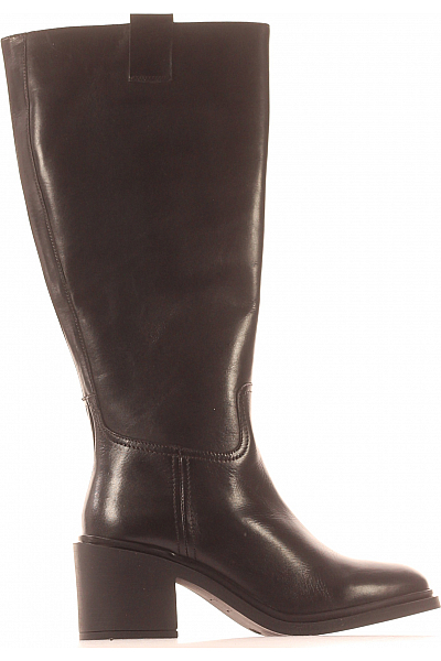 Dámské Kozačky Kožené Černé Outlet Vel. 41