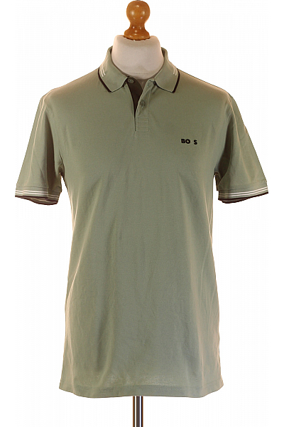 Hugo Boss Pánské Tričko S Límečkem Zelené Second Hand Vel. L