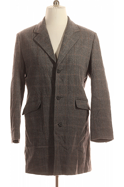 Pánský Kabát Vlněný Šedý Vel. 52