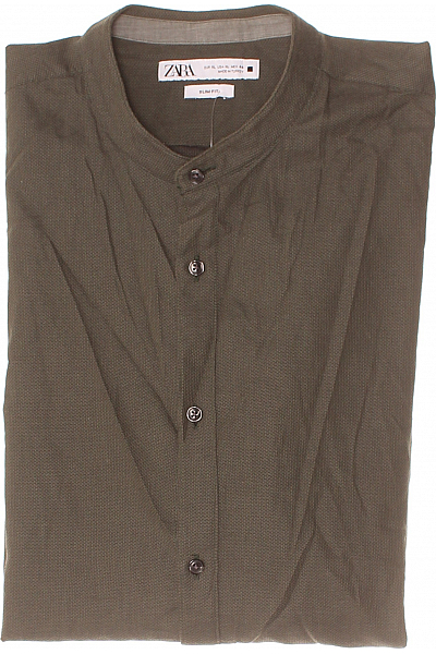 ZARA Pánská Košile Jednobarevná Zelená Second Hand Vel.  XL