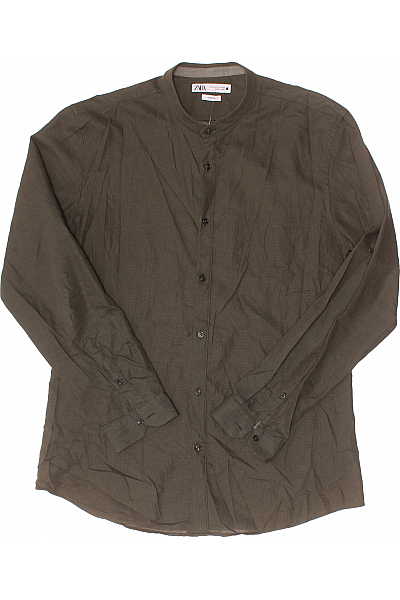 ZARA Pánská Košile Jednobarevná Zelená Second hand Vel.  XL