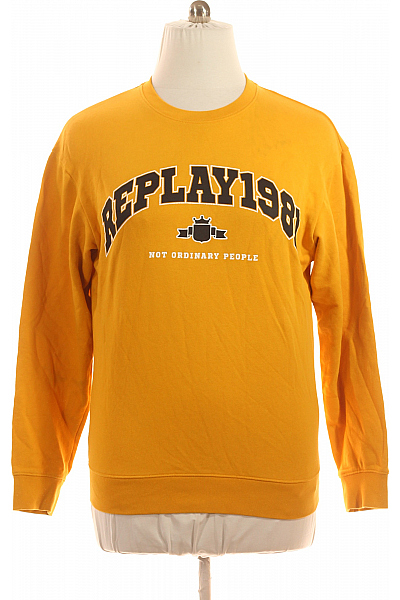 Pánská Mikina Bez Zapínání Oranžová REPLAY Vel. M