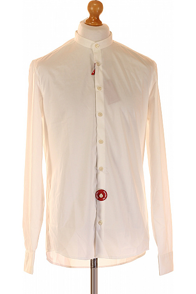 Pánská Košile Jednobarevná Bílá Second Hand Vel. L